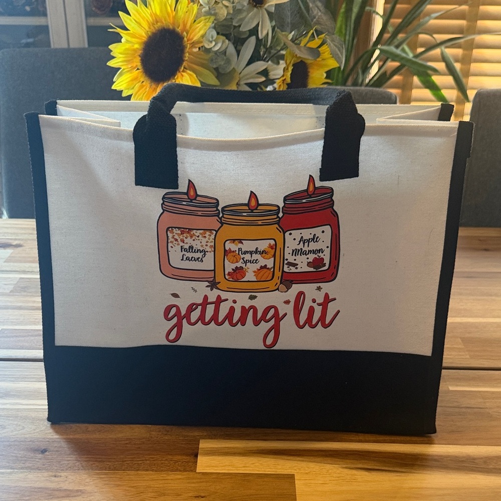 Getting Lit Canvas Tote Bag - Black and White